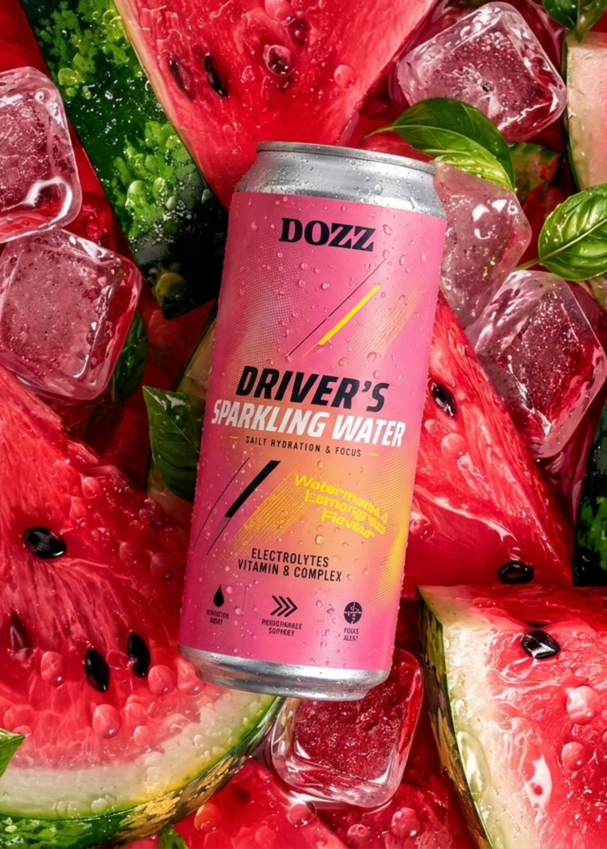 Apă minerală carbogazoasă DOZZ Driver’s – Pepene roșu și Lemongrass (Pachet de 12)